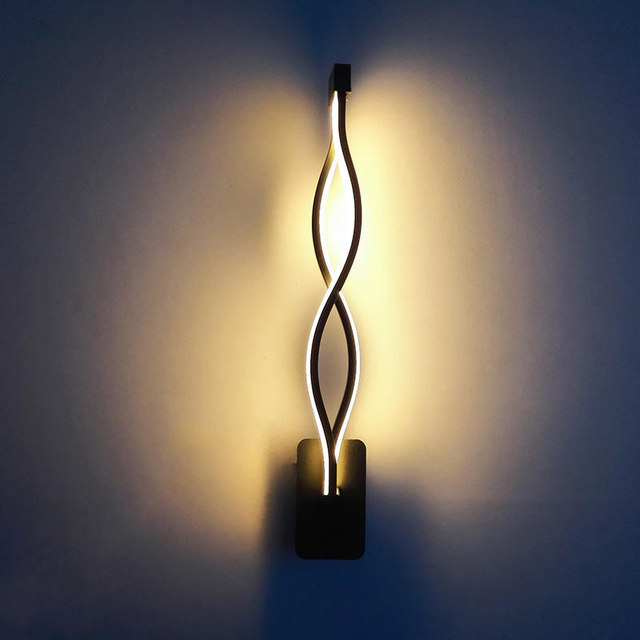 16W décoration de maison moderne forme de vague en aluminium vers le bas lampe de mur LED intérieur mur LED lumière vacances guirlande lumineuse