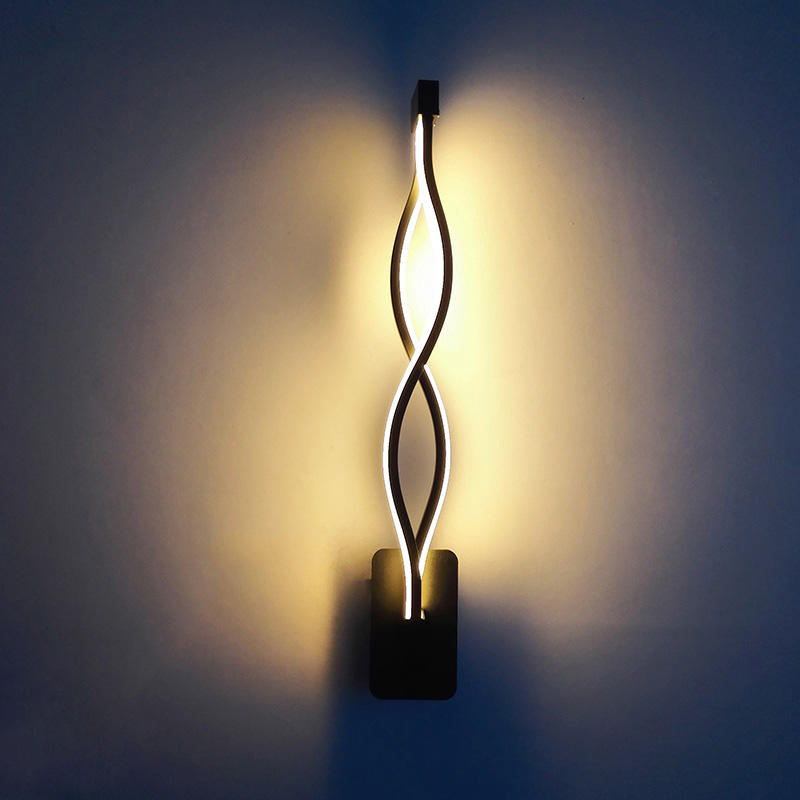 16W décoration de maison moderne forme de vague en aluminium vers le bas lampe de mur LED intérieur mur LED lumière vacances guirlande lumineuse