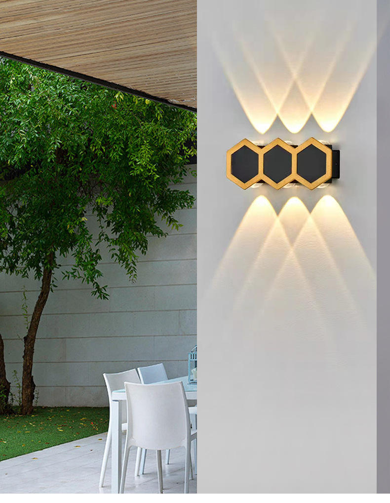 Applique murale dorée couleur haut et bas applique murale extérieure IP65 porche jardin applique murale & intérieur chambre lampes de chevet éclairage de décoration appliques extérieures en aluminium