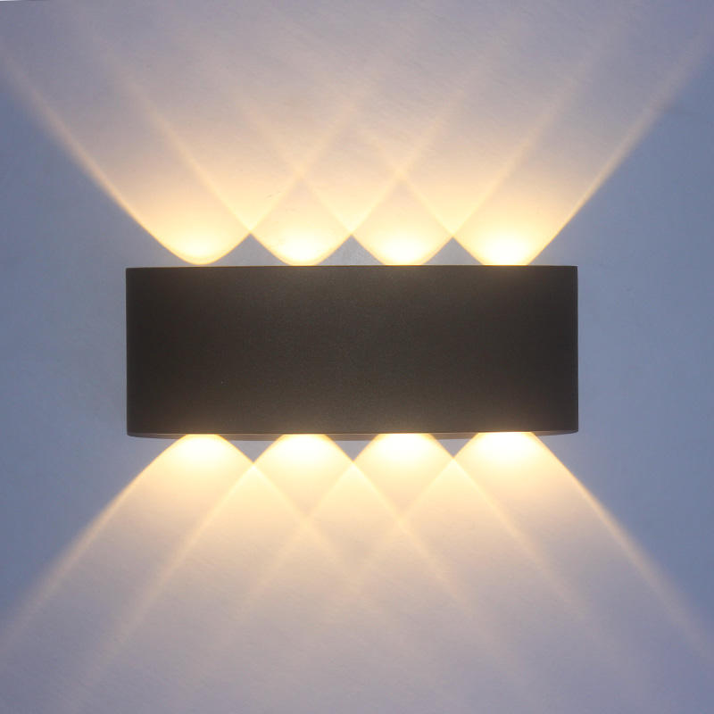 6W en forme d'arc extérieur étanche haut et bas LED applique murale en aluminium moderne applique murale éclairage applique murale