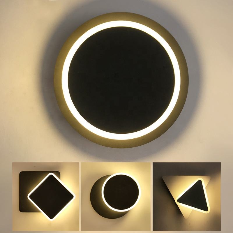 Applique murale LED carrée pour chambre salon blanc noir appliques murales 360 degrés rotatif métal 18W/24W luminaires