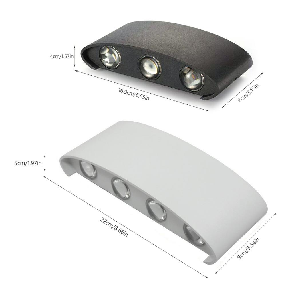 4W 6W 8W 10W 12W ovale haut et bas extérieur étanche applique murale étanche IP65 extérieur applique murale porche jardin lumière