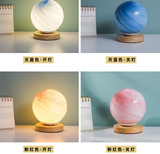 Planète lampe en verre lune Planète lampe décoration chambre chevet veilleuse Creative cadeau d'anniversaire rechargeable lampe de bureau lampe de table