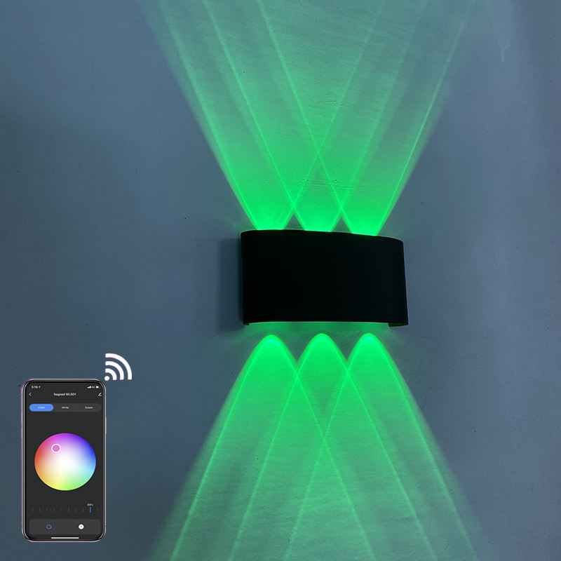 RGBW APP contrôle lumière intelligente en forme d'arc extérieur étanche haut et bas LED applique murale intelligente en aluminium applique murale moderne éclairage applique murale