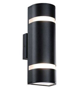 Applique murale moderne noire étanche à l'eau en aluminium applique murale extérieure 2 lumières AC85-265 lampe haut et bas