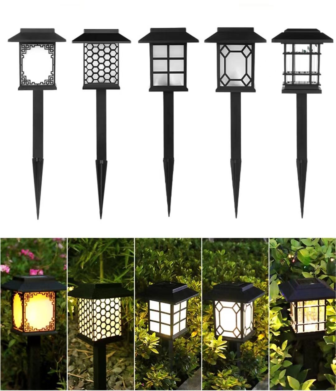 Type de maison extérieur étanche LED lumière solaire lampe de pelouse solaire Mini lumière solaire jardin alimenté Cottage Style Spike Spot petite maison