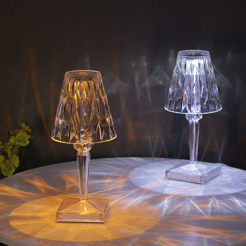 Espagnol Rose Cristal Lampe De Table Chambre USB Charge Lampe De Bureau Chevet Romantique Veilleuse Pétale Atmosphère Vaisselle Intérieur Multicolore