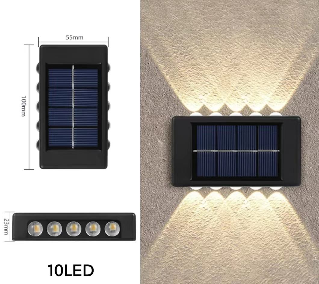 4LED 6LED 8LED 10LED 12LED 16LED haut et bas applique murale solaire décoration extérieure jardin cour maison applique murale étanche