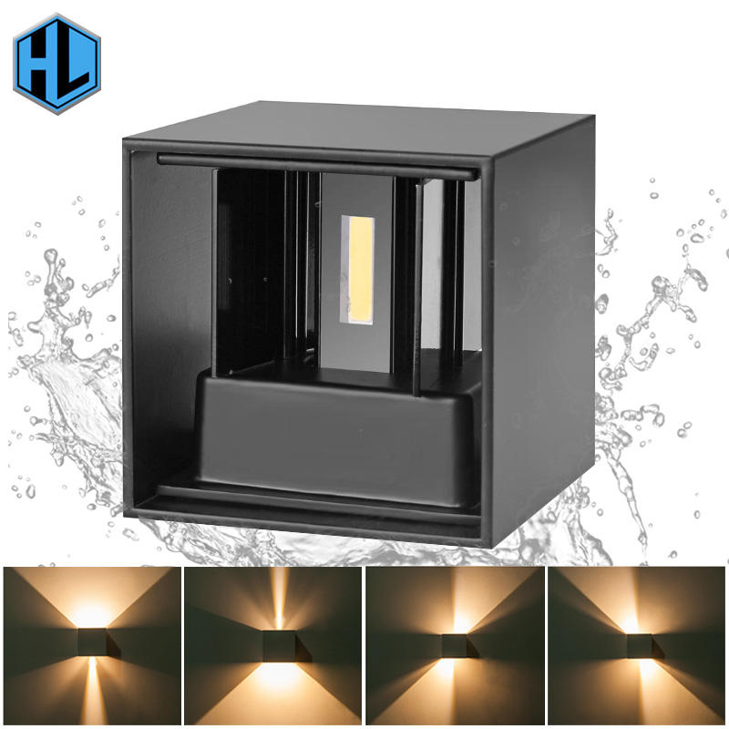Ip65 High Lumen 12W Cube réglable vers le haut et vers le bas a mené la lampe murale extérieure à LED