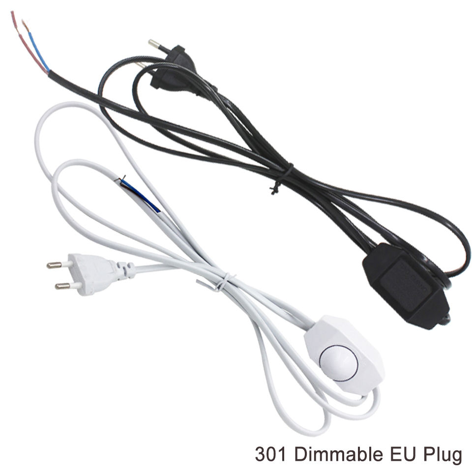Câble de ligne 303/304/317/301 cordon d'alimentation gradateur/interrupteur à Double bouton fil de prise ue pour ampoule LED/lampe de bureau luminaire USA