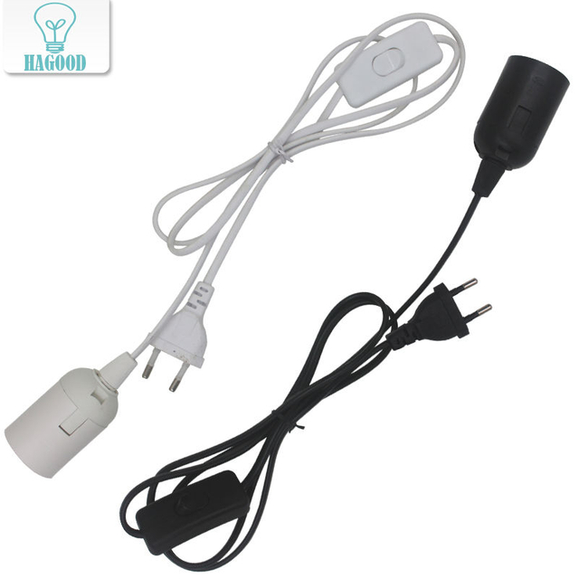 1.8m cordon d'alimentation câble E27 bases de lampe prise ue avec fil de commutation pour pendentif ampoule LED e27 lampe à main Suspension support de douille
