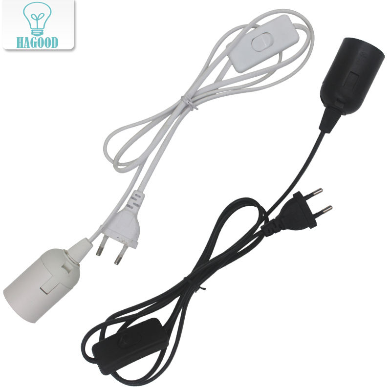 1.8m cordon d'alimentation câble E27 bases de lampe prise ue avec fil de commutation pour pendentif ampoule LED e27 lampe à main Suspension support de douille