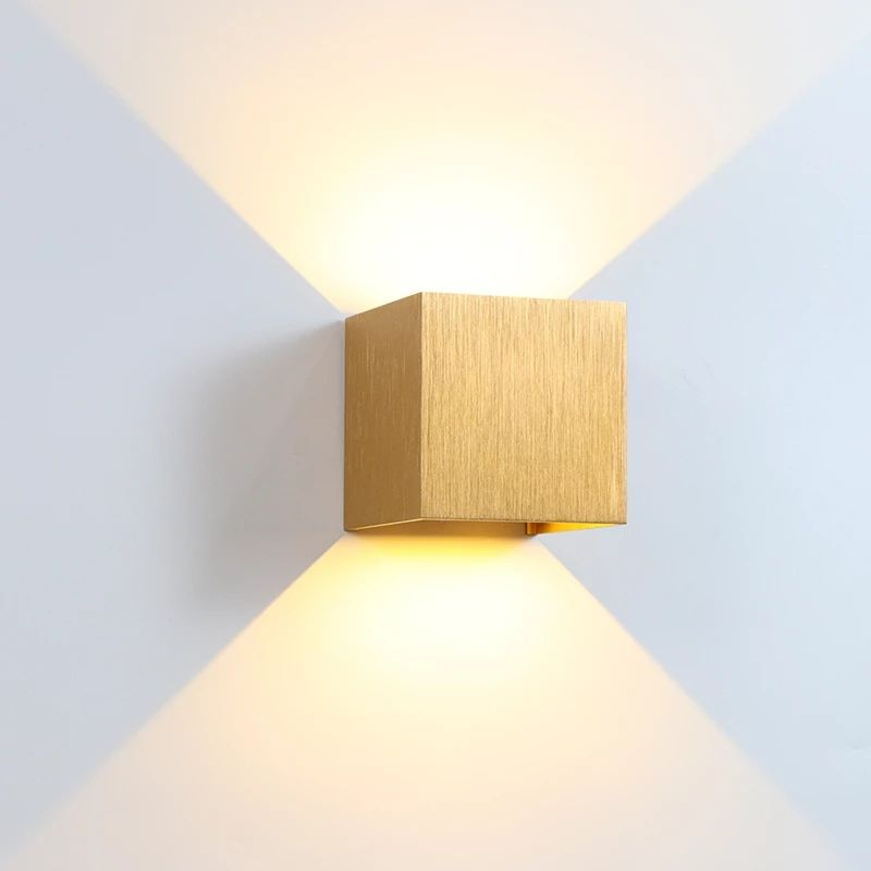 Applique Murale Haut Et Bas 12W Imperméable Jardin Extérieur Ip65 Led Lumière Brossé Or Argent Gris