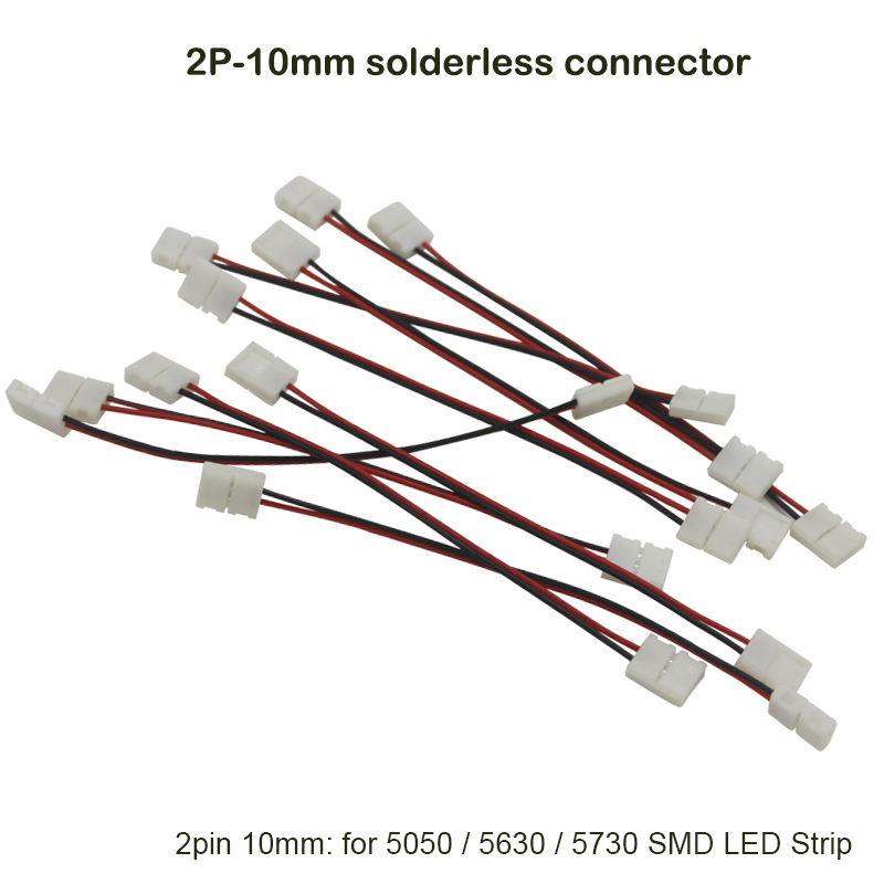 Connecteur de bande Double LED 2pin 10mm avec connexion sans fil pas besoin de connecteur de soudure/soudage pour bande LED 5050/5630