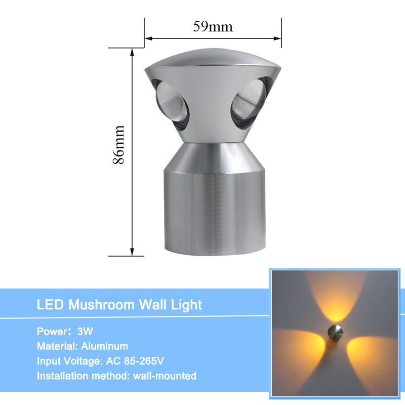 3W 4W 5W LED applique murale en aluminium lampe de chevet ronde appliques de chambre à coucher luminaire mural