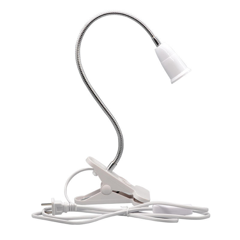 Support de lampe de bureau flexible à 360 degrés E27 Base douille col de cygne câble à clipser avec prise interrupteur marche-arrêt pour ampoule veilleuse