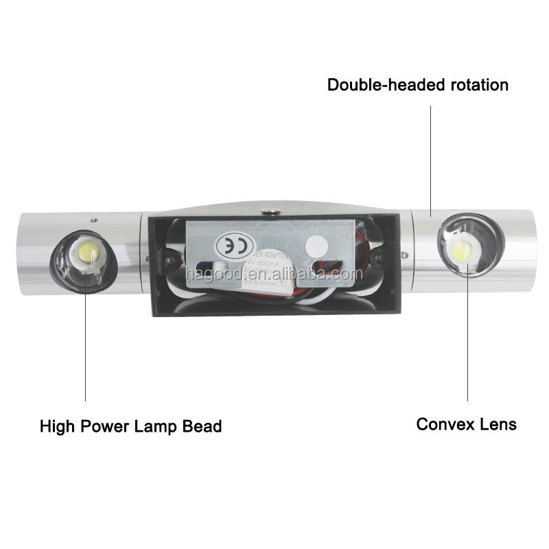2x3W AC85-265V 360 Degrés Rotation Up Down Applique Murale Lecture Applique Intérieure pour Salon Salle De Lecture
