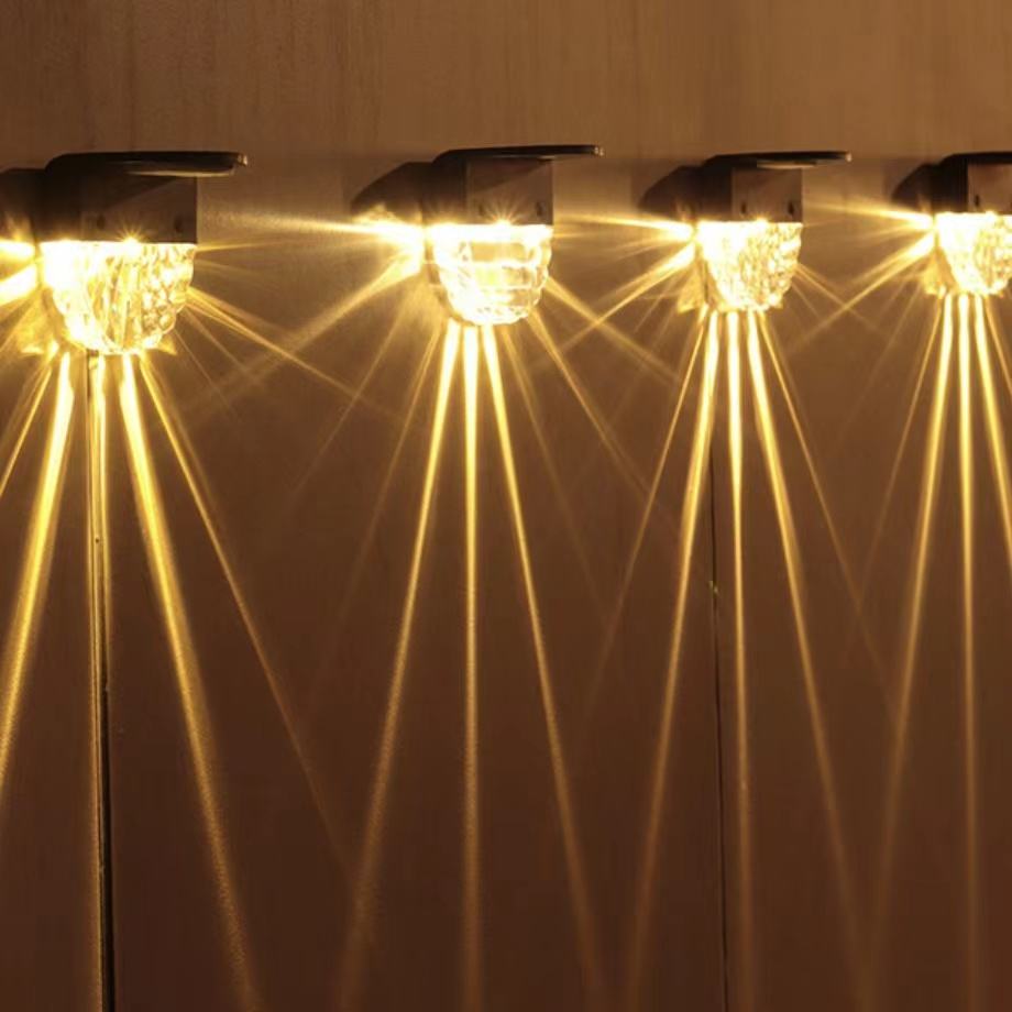 Lumière chaude + couleur RVB LED lampe solaire chemin escalier énergie solaire balcon lumière extérieure jardin lumières lumière solaire lampe solaire