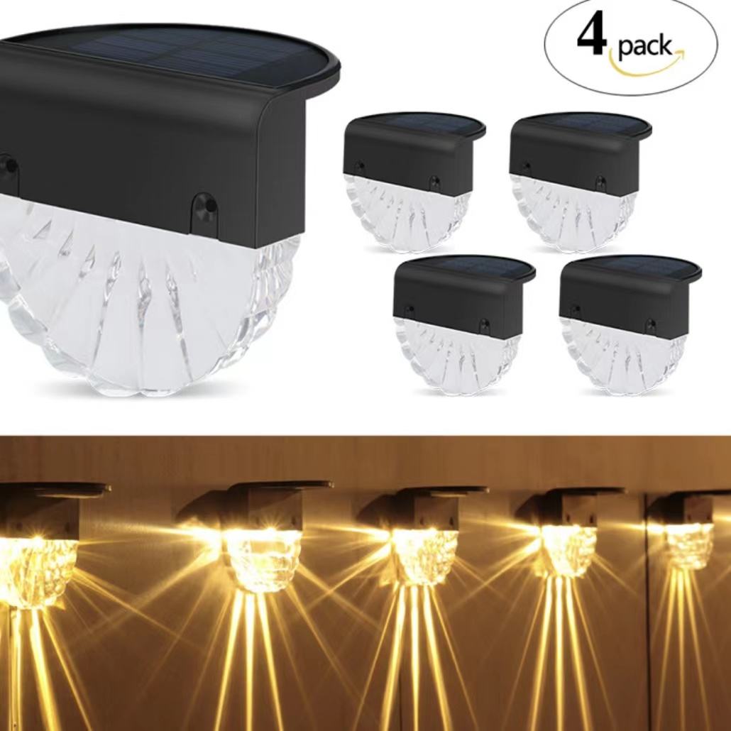 Lumière chaude + couleur RVB LED lampe solaire chemin escalier énergie solaire balcon lumière extérieure jardin lumières lumière solaire lampe solaire