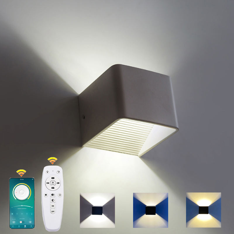 2.4G applique murale à lumière réglable applique murale cube applique murale de style européen applique murale cube en céramique avec contrôleur 20W applique murale intérieure couloir allée lampe bonne qualité et prix bas