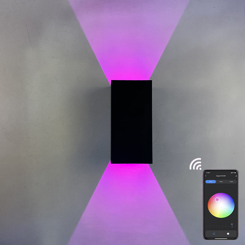 9W lumière intelligente version à angle réglable Wifi applique murale étanche RGBW applique extérieure changement de couleur par lampe d'application intelligente