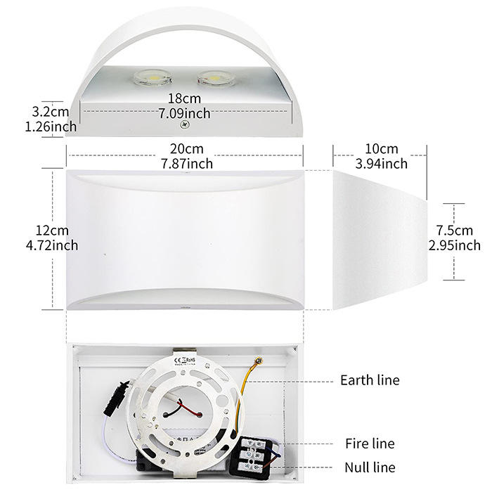 10W haut et bas appliques or argent LED applique murale en aluminium applique murale LED pour chambre salon couloir côté éclairage