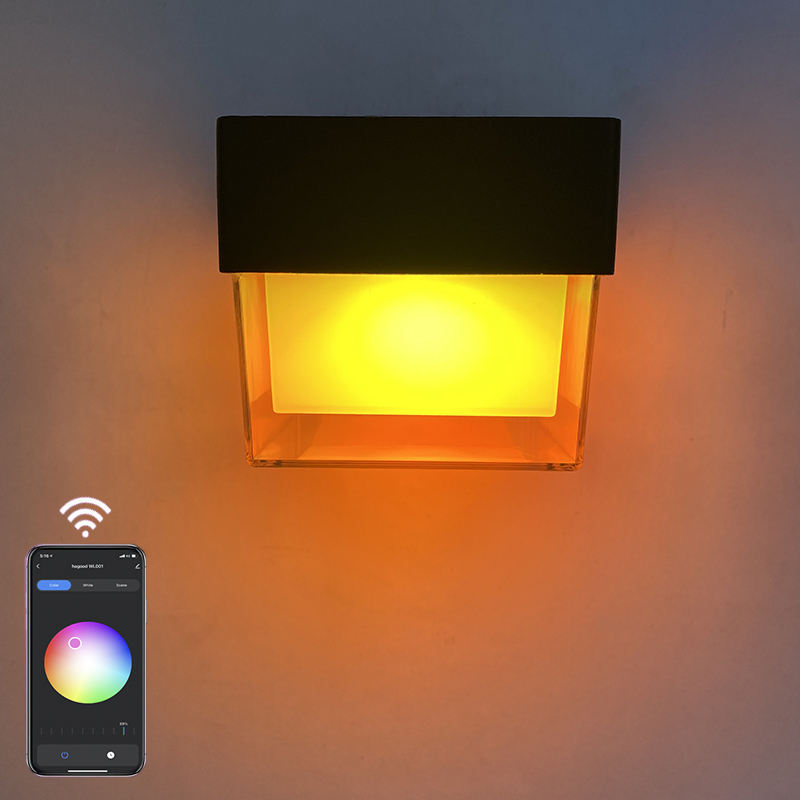 Tuya extérieur Wifi LED lampes murales intelligentes 10W Cube rvb App Dimmable applique étanche jardin Alexa Google maison acrylique applique murale
