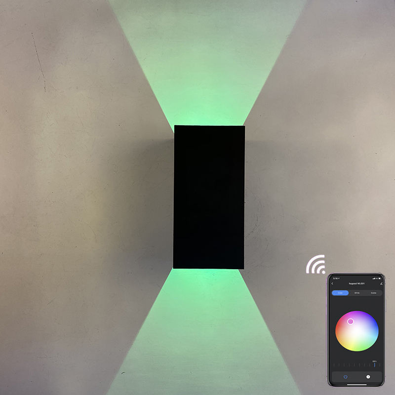 Nouveau rvb APP contrôle Smart light Cube étanche mur LED applique ip65 applique murale carré porche jardin haut et bas