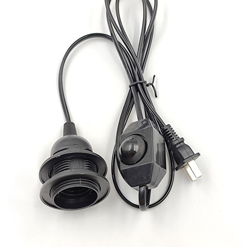 Noir argent E26 E27 Edison support d'ampoule Base à côté de la Base de lampe de Table de bureau avec interrupteur et fil