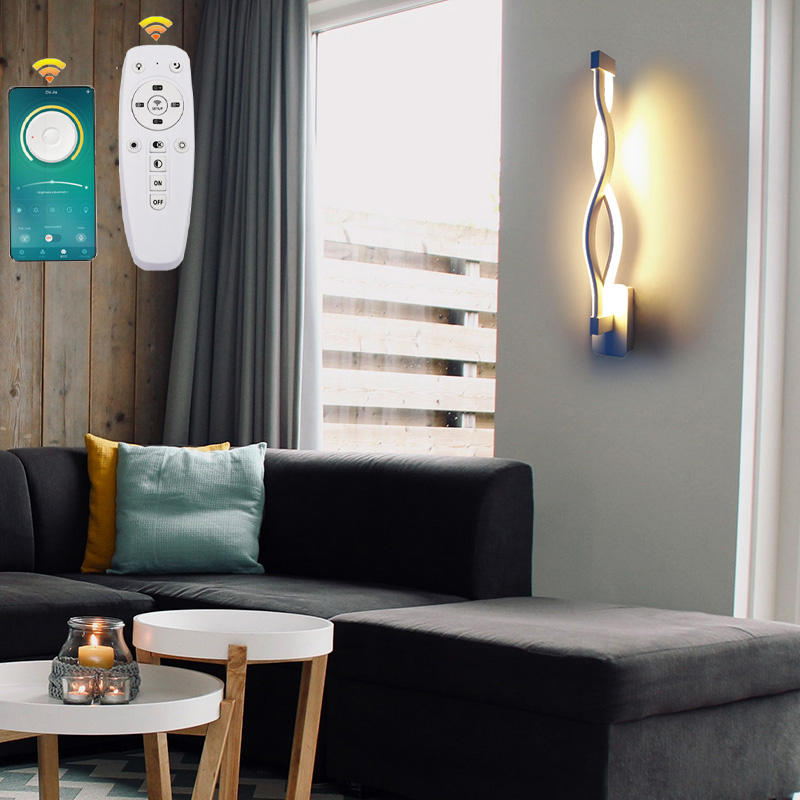 24W 2.4G gradation en continu appliques murales ajustées en continu avec télécommande escalier lampe couloir éclairage applique murale intérieure