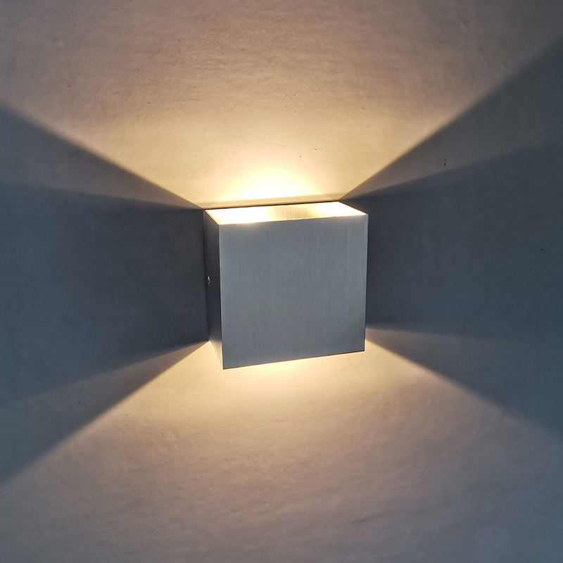 6W COB applique murale coque en aluminium applique murale argent applique carrée haut et bas éclairage applique intérieure luminaires led
