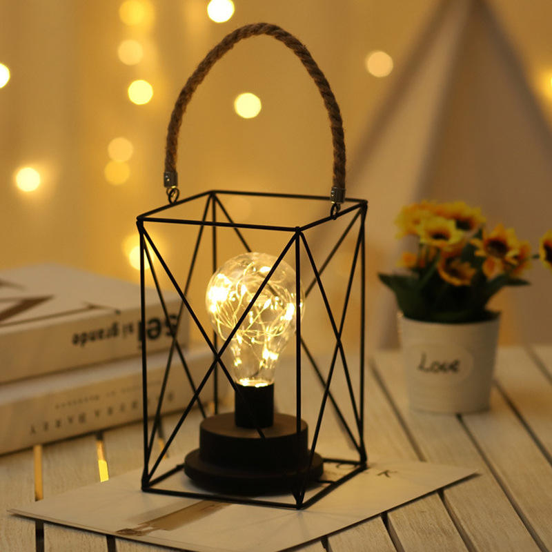 Rétro fer Art lampes de Table pour chambre salon LED lampe de chevet lampe de lit veilleuse décoration de noël lumière
