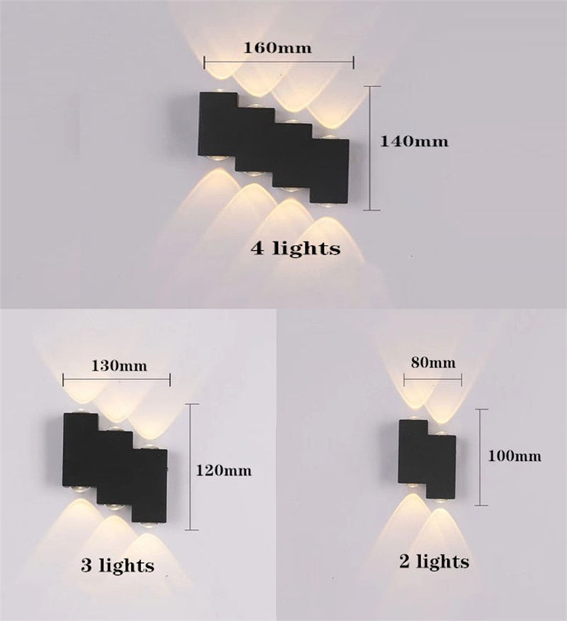Lumière LED décorative 4 applique murale d'escalier étanche et veilleuse extérieure moderne applique murale LED extérieure mur étanche