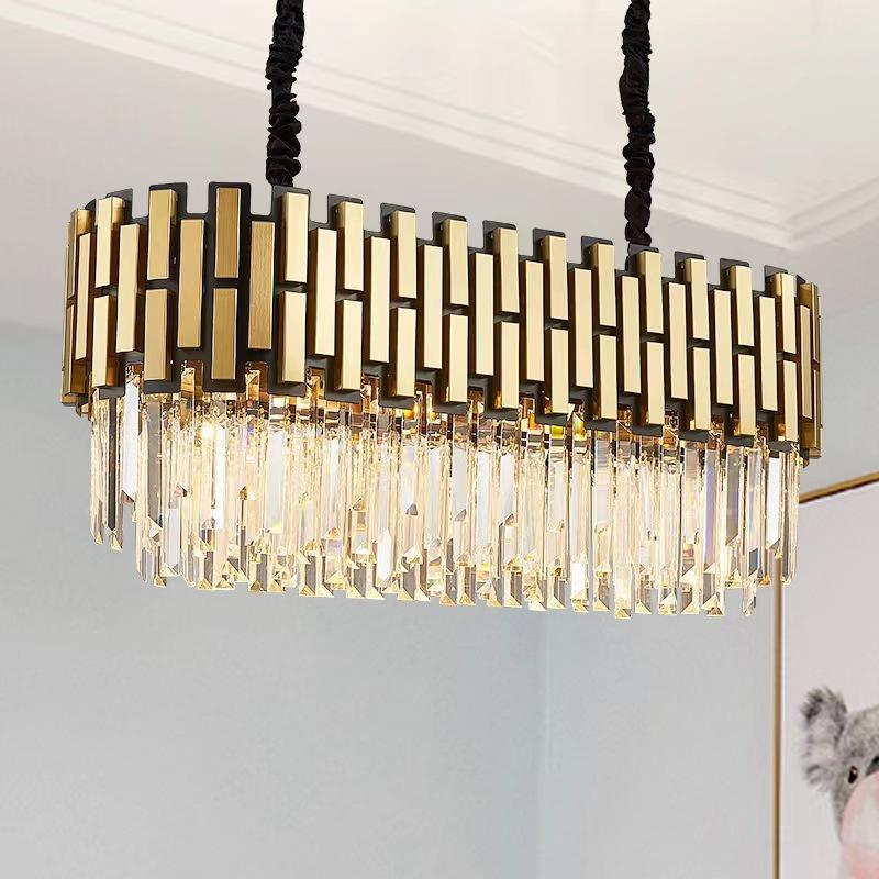 Lustre en cristal LED lustres de salle à manger lustre moderne ampoule E14 lustre en anneau pour salon suspension éclairage décoratif lustre en cristal de style