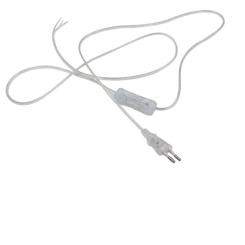 Câble 0.75mm 2 lignes 1.8m cordon d'alimentation marche-arrêt pour lampe à LED avec interrupteur à bouton ue/US prise lumière commutation rallonge de fil Transparent