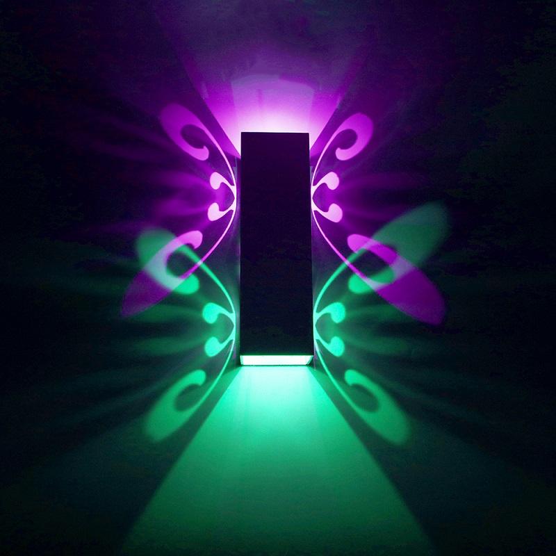 Aluminium 2W/6W papillon haut et bas led applique murale intérieur décoration de la maison salon éclairage mural intérieur