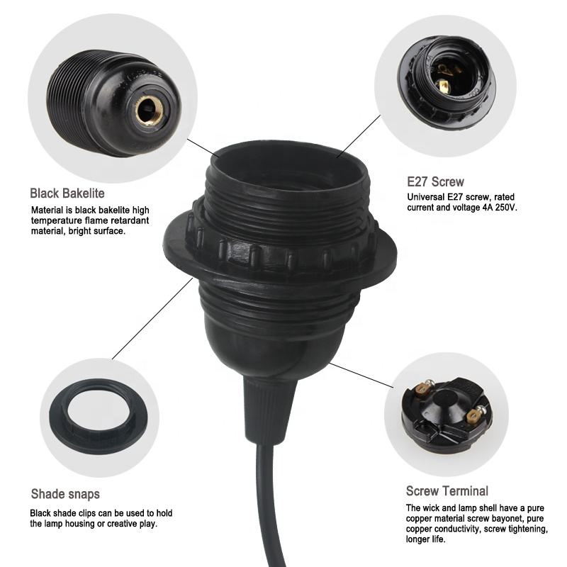 1.8 M cordon d'alimentation câble E27 suspension support de lampe EU Plug 303 interrupteur 250V 4A pour lampe suspendue douille d'ampoule LED ménage approprié